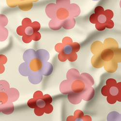 Tela impermeable estampada UTOPIA Crudo / Rosa